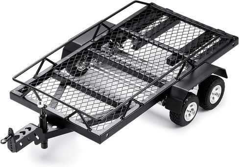 RC Trailer for Hauling Behind Car Metal Hitch Mount Trailer for 1/18 1/24 RC Crawler Axial SCX24 AX24 FCX24 TRX4M Defender Bronco K10 F150 (#A 1/18) in Saudi Arabia