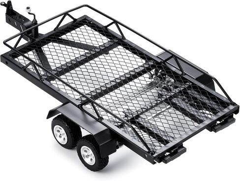 RC Trailer for Hauling Behind Car Metal Hitch Mount Trailer for 1/18 1/24 RC Crawler Axial SCX24 AX24 FCX24 TRX4M Defender Bronco K10 F150 (#A 1/18) in Saudi Arabia