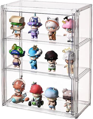 3 Tiers Clear Display Case Stand Box,for Doll Proof Suitable Collectibles Action Figures Minifigure,Acrylic Storage Organizers Box with Magnetic Door in Saudi Arabia