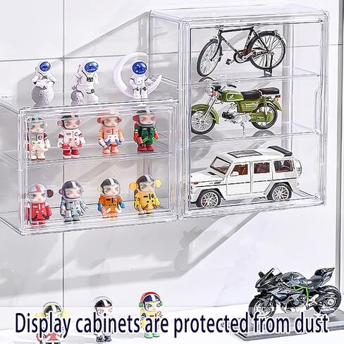 3 Tiers Clear Display Case Stand Box,for Doll Proof Suitable Collectibles Action Figures Minifigure,Acrylic Storage Organizers Box with Magnetic Door in Saudi Arabia