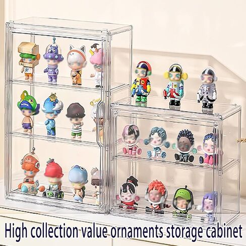 3 Tiers Clear Display Case Stand Box,for Doll Proof Suitable Collectibles Action Figures Minifigure,Acrylic Storage Organizers Box with Magnetic Door in Saudi Arabia
