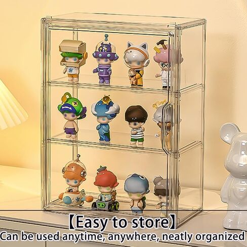 3 Tiers Clear Display Case Stand Box,for Doll Proof Suitable Collectibles Action Figures Minifigure,Acrylic Storage Organizers Box with Magnetic Door in Saudi Arabia