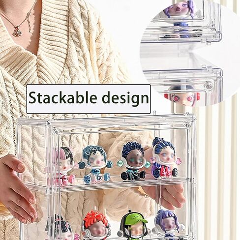3 Tiers Clear Display Case Stand Box,for Doll Proof Suitable Collectibles Action Figures Minifigure,Acrylic Storage Organizers Box with Magnetic Door in Saudi Arabia