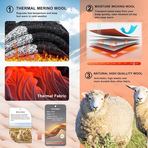 Merino Wool Ski Socks for Mens Womens Knee High Thermal Snowboarding Socks for Cold Weather in Kuwait