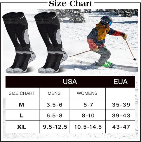 Merino Wool Ski Socks for Mens Womens Knee High Thermal Snowboarding Socks for Cold Weather in Kuwait
