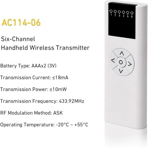 جهاز تحكم عن بعد للستائر AC114-06، جهاز إرسال RF بـ 6 قنوات (433.92 ميجاهرتز) للمكفوفين الكهربائيين والظل والمظلة in Kuwait