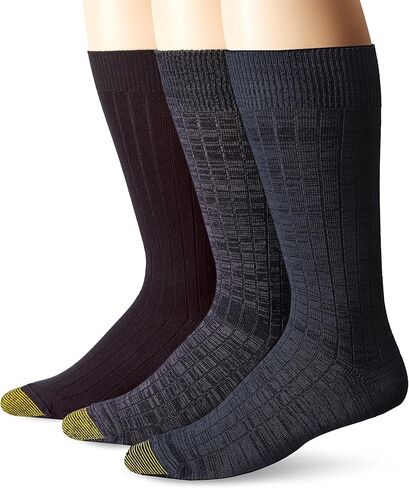 جوارب جوني مضلع للرجال من جولد تو ، 3 أزواج من الجوارب جوني ضلع الطاقم ، 3 أزواج (عبوة من 3) in Kuwait