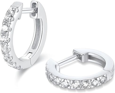 Jewlpire 14K Gold Plated Over 925 Sterling Silver Huggie Hoop Earrings for Women, 15mm Lightweight Small Hoop Earrings Cubic Zirconia Hoop Earrings Huggie Earrings for Women in Kuwait