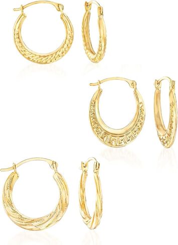 Ross-Simons 14kt Yellow Gold Jewelry Set: 3 Pairs Of Hoop Earrings in Saudi Arabia