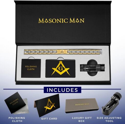 MasonicMan Black Titanium Freemasonry Masonic Bracelet with Ajusting Tool and Gift Box in Saudi Arabia