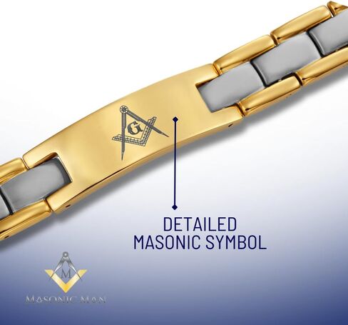 MasonicMan Black Titanium Freemasonry Masonic Bracelet with Ajusting Tool and Gift Box in Saudi Arabia