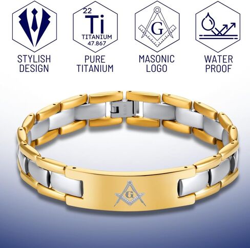 MasonicMan Black Titanium Freemasonry Masonic Bracelet with Ajusting Tool and Gift Box in Saudi Arabia
