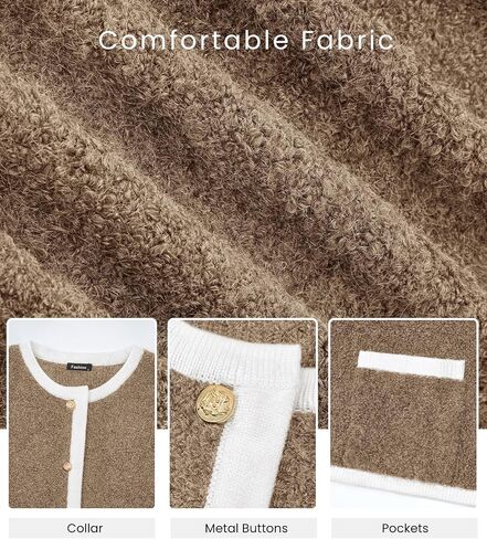 Okiwam Women's Cardigan Sweaters 2024 Trendy Button Down Cardigan Crewneck Contrast Colors Fall Outerwear Clothes in Saudi Arabia
