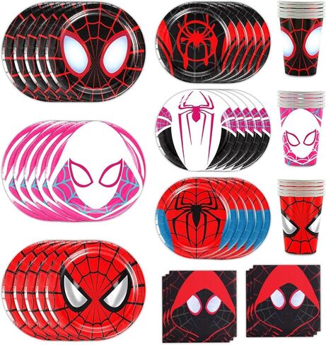 120 قطعة من زينة عيد الميلاد العنكبوتية، 60 طبق، 30 منديل و30 كوب لمستلزمات حفلات أعياد الميلاد العنكبوتية in Kuwait