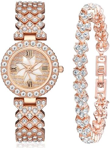 CdyBox Women Luxury Watches Steel Band with Diamonds Bracelets Watches Set Quartz Wristwatch Wholesale in Kuwait