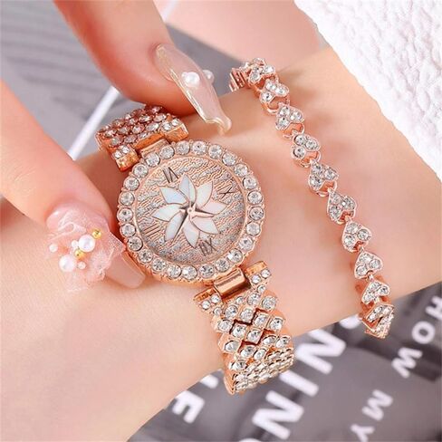 CdyBox Women Luxury Watches Steel Band with Diamonds Bracelets Watches Set Quartz Wristwatch Wholesale in Kuwait