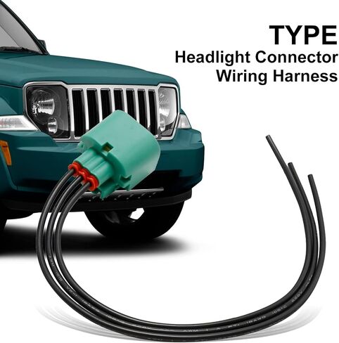 68064997AA Headlight Connector Wiring Harness Fit for Jeep Headlight Daytime Running Lamp Parking Light Wire Connectors Replaces # H13/9008 in Saudi Arabia