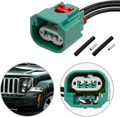 68064997AA Headlight Connector Wiring Harness Fit for Jeep Headlight Daytime Running Lamp Parking Light Wire Connectors Replaces # H13/9008 in Saudi Arabia