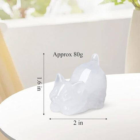 Black Cat Statue Obsidian Crystal Cat Carved Room Decor Figurines for Office Lazy Sculpture Handcrafted Healing Stone Desk Cute Natural Decoration Gemstones Gifts for Cat Lovers in Kuwait