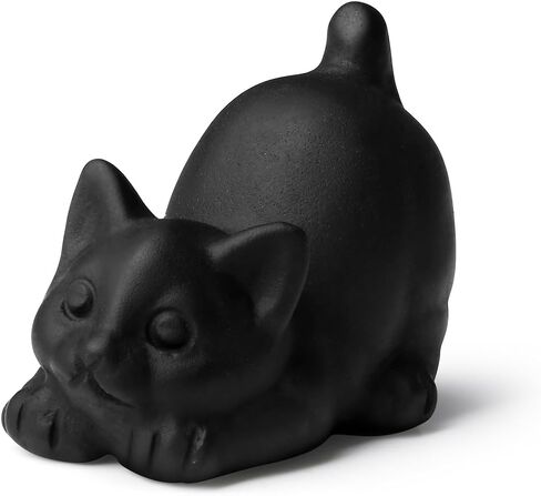 Black Cat Statue Obsidian Crystal Cat Carved Room Decor Figurines for Office Lazy Sculpture Handcrafted Healing Stone Desk Cute Natural Decoration Gemstones Gifts for Cat Lovers in Kuwait