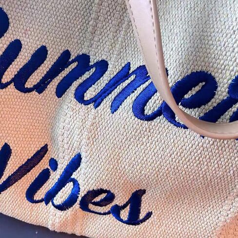 Rong Shop Women Large Beach Canvas Tote Bag Summer Vibes Beach Bag Big Capacity Tassel Handbag in Saudi Arabia