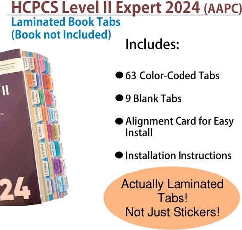 Book Tabs for 2024 HCPCS Level II Expert AAPC Version. Laminated, Color-Coded, and Repositionable with Alignment Card for Easy Application. (Book not Included) in Saudi Arabia