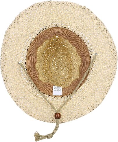 Adults/Kids Straw Cowboy Sun Hat Shapeable Wide Brim Cap Western Style Country UPF 50+ Cap Hollow Breathable Summer Beach Hat in Kuwait