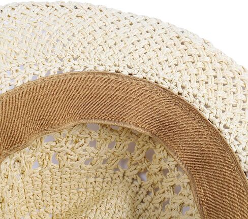 Adults/Kids Straw Cowboy Sun Hat Shapeable Wide Brim Cap Western Style Country UPF 50+ Cap Hollow Breathable Summer Beach Hat in Kuwait