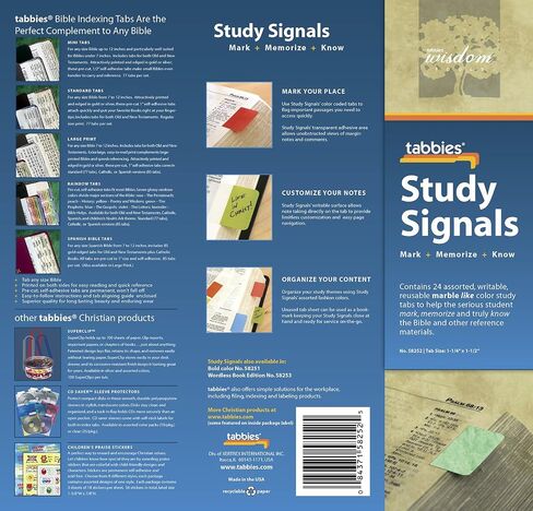 tabbies Study Signals, Writable, Reusable Wordless Book Asst. Colors, Mark Your Place & Flag Important Information, 24 Tabs/Pack (58253) in Saudi Arabia