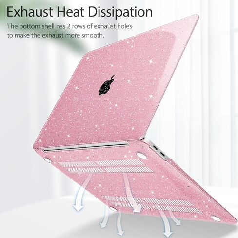 Mektron Glitter Case for 2022 MacBook Air 13 Inch A2337 Compatible with 2021-2018 Release M1 A2179 A1932, Sparkly Plastic Hard Shell Cover with Touch ID, Gypsophila Pink in Saudi Arabia
