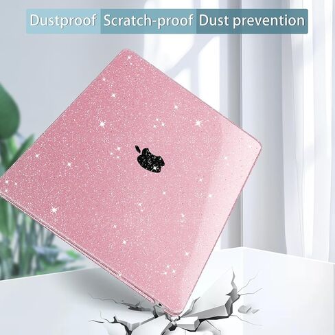 Mektron Glitter Case for 2022 MacBook Air 13 Inch A2337 Compatible with 2021-2018 Release M1 A2179 A1932, Sparkly Plastic Hard Shell Cover with Touch ID, Gypsophila Pink in Saudi Arabia