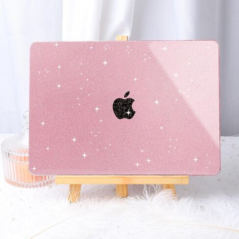 Mektron Glitter Case for 2022 MacBook Air 13 Inch A2337 Compatible with 2021-2018 Release M1 A2179 A1932, Sparkly Plastic Hard Shell Cover with Touch ID, Gypsophila Pink in Saudi Arabia