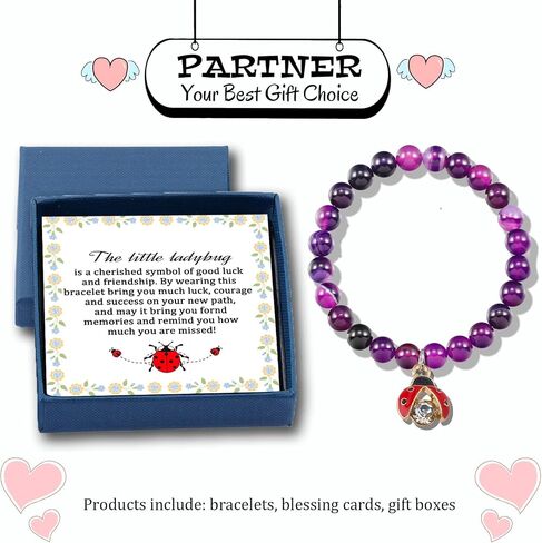 PARTNER Ladybug Coworker Leaving Gifts for Women Men Farewell Gifts Going Away Gifts Retirement Gifts for Coworkers Boss New Job Gifts Good Luck Bracelet to Work Friends with Gift Box, Message Card in Kuwait