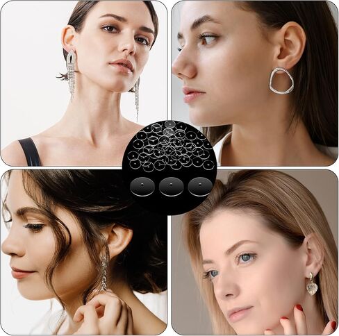 200 Pcs Clear Disc Pads to Stabilize Earrings Earlobe Support Patches Plastic Round Earring Backs Stopper Plastic Discs for Earring Backs and Jewelry Crafts in Saudi Arabia