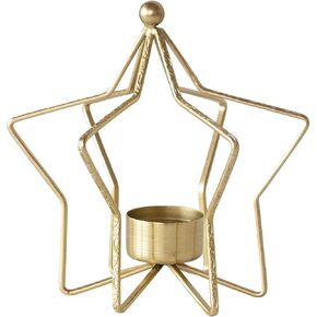 Creative Co-Op Metal Star Shaped Tealight Holder, Gold Finish