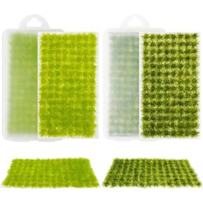 Cayway Miniature Grass Cluster, Static Grass Tuft Model Vegetation Groups for DIY Model Train Landscape Railroad Scenery Grass Tufts Flower (Yellow and Green)