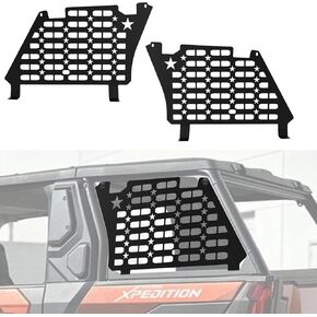 Rear Window Molle Panels for 2024 Polaris XPEDITION ADV/ADV5, Aluminum Rear Windows with black powder coat for Polaris XPEDITION XP/XP 5/ADV/ADV 5 2024+ Accessories