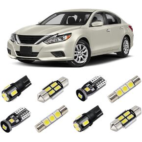 White Interior LED Lights Kit Compatible with Nissan Altima 2013 2014 2015 2016 2017 2018 2019 2020 2021 Super Bright 6000K Interior LED Bulbs Package + License Plate Lights and Install Tool