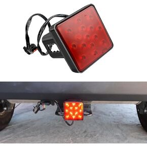 Pack-1 Car Hitch Tail Light, 3.2In Waterproof Automotive Brake Light Accessories with 15 LEDs, Universal Durable Super Bright Vehicle Tail Light Replacement for Truck SUV Car (Black)