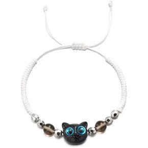 Black Cat Strand Bracelet Kawaii Kitten Adjustable Braided Bracelet Friendship Birthday Jewelry Gifts for Animals Lovers