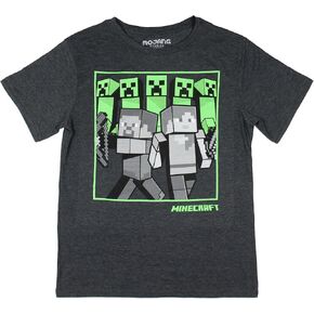 Minecraft Boys Steve and Alex Kids Graphic Print Short Sleeve T-Shirt