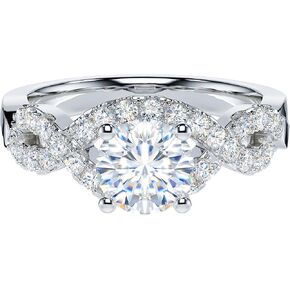 THELANDA 1CT Genuine Moissanite or Simulated Diamond Luxury Vintage Infinity Twisted Vine Engagement Ring Halo Bridal Ring