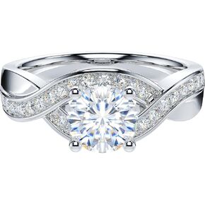 THELANDA Genuine Moissanite or Simulated Diamond Infinite Love Twisted Wrapped 1CT Promise Engagement Bridal Ring For Her