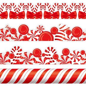 69ft Christmas bulletin board decorations, Peppermint bulletin Board Border Trim, Candy Cane Stripes Bulletin Board Decor Mints Borders for Winter Christmas Holiday Class, Red and White Striped