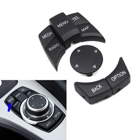 Black 6PCS CIC iDrive Multifunction Control Switch Button Covers, Center Console Menu Cap Knob Button Key Caps Replacement for BMW 1/3/5/6/X1/X5/X6/Z4 Series E60 E87 E90 E91 E60 E84 E70 E71