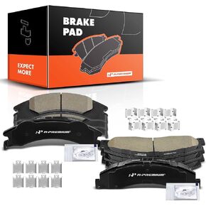 A-Premium Front & Rear Ceramic Disc Brake Pads Set Compatible with Select Ford Models - E-150/E-250 2008-2014, E-350 Super Duty 2008-2019/2021, E-450 Super Duty 2009-2010, with Hardware, 8 Pcs