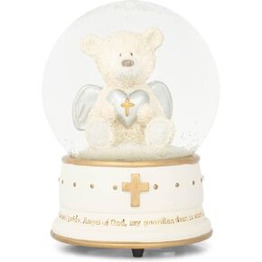 DEMDACO White Bear Musical 4 x 5.5 Glass Snow Globe Plays Guardian Angel Prayer