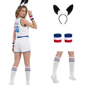 Halloween Women's Bunny Cosplay Costume Space Movie #10 outfit with Top and Shorts