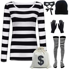 Adult Women's Robber Costume Thief Accessories Bank Robber Costume for Halloween