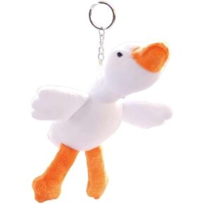 White Plush Duck Car Keychain, Cotton Filling Stuffed Animal Fluffy Duck Plushie Car Keychain Hanging Charms Stuffed Animals